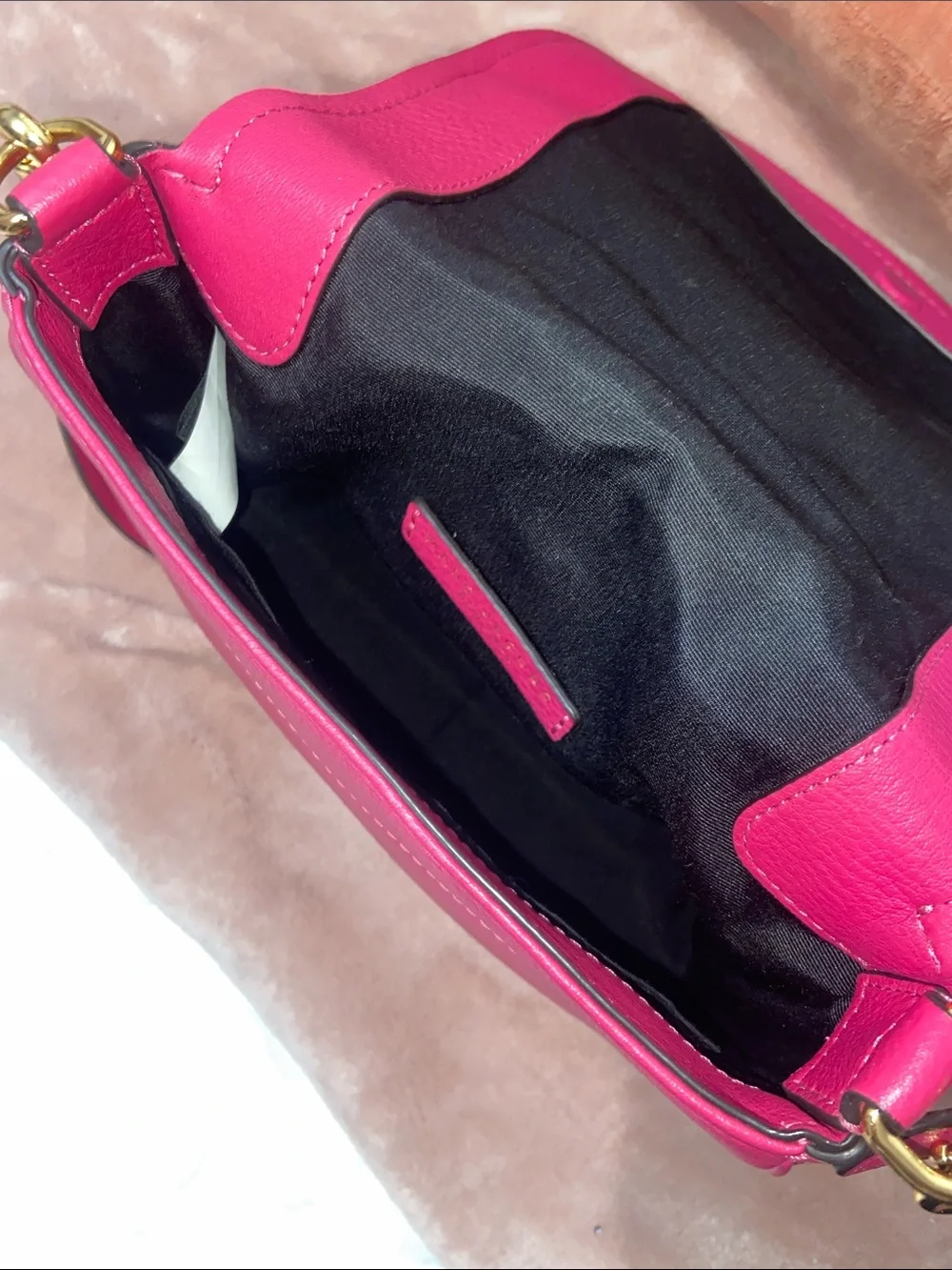 Marc Jacobs Small Pink Leather Saddle Bag with Gold Tone Hardware